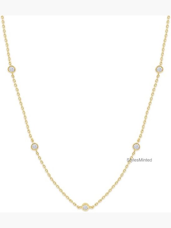 Bezel Set Moissanite Diamond Tennis Necklace - Etsy 18K Gold Plated 0.5ctw Moissanite Five Stone Station Choker Necklace